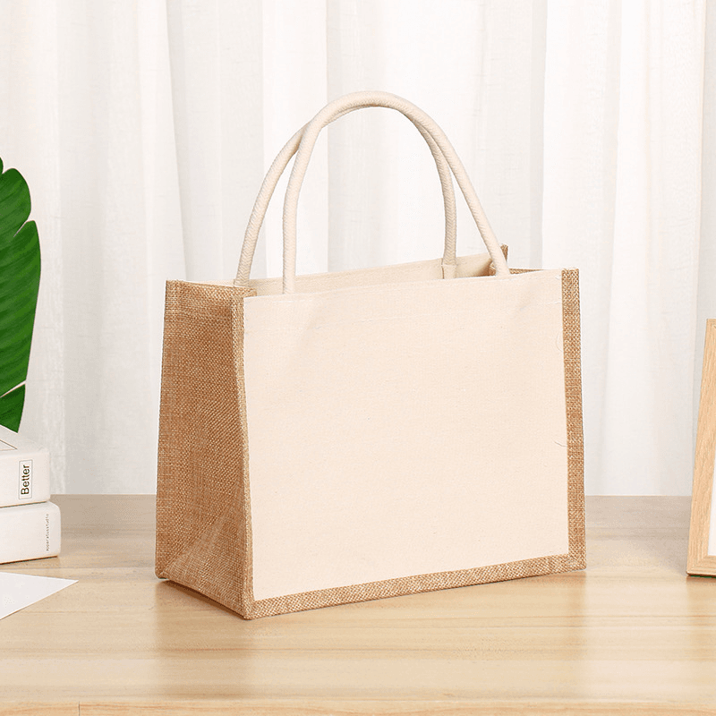 Eco Cotton and Linen Paneled Tote Bag