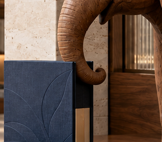 A trunk steadies the document portfolio.